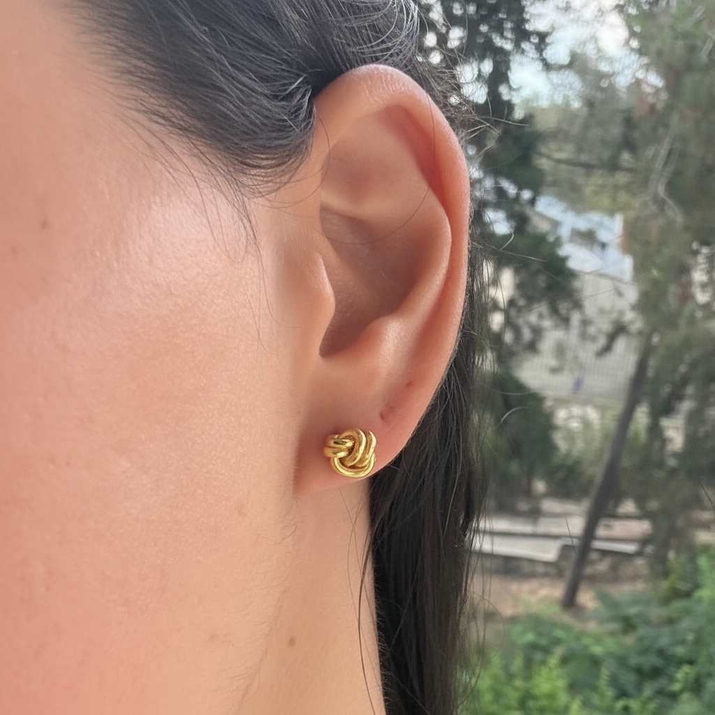עגילי נוט דאבל זהב